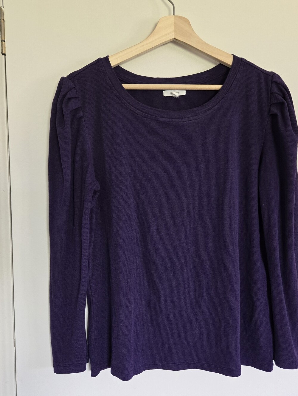 Maurices Purple Long Sleeve Scoop Neck Ribbed Top Women's M